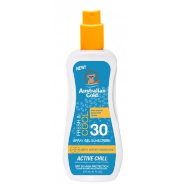 Australian Gold Active Chill SPF30 Spray Gel Sunscreen, 237 ml.