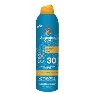 Australian Gold Active Chill SPF30 Continuous Spray Sunscreen, 237 ml.